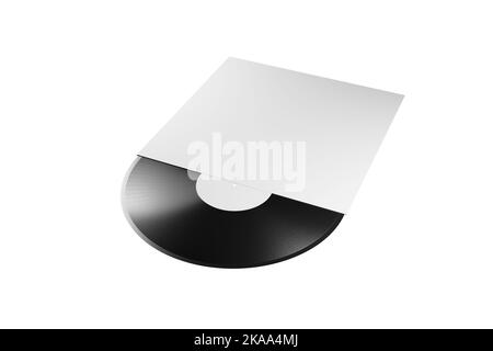 Maquette d'un enregistrement en vinyle et boîte sur fond blanc rendu 3D. Banque D'Images