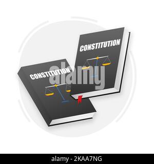 Livre de la Constitution. Livre de droit de style plat. Illustration vectorielle Illustration de Vecteur