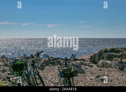 Les vues magnifiques sur la côte de l'extérieur du port de Portland, Maine depuis Peaks Island à l'ouverture du port de Portland. Banque D'Images