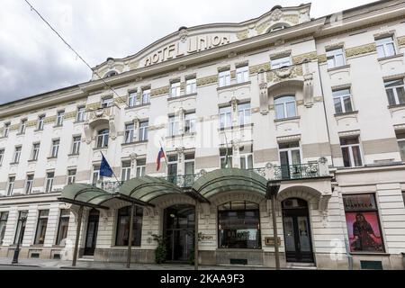 Grand Union Hotel, Miklošičeva cesta, Art Nouveau, Ljubljana, Slovénie Banque D'Images