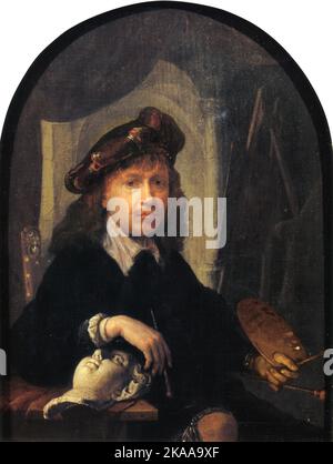 Gerrit Dou, autoportrait, vers 1635–1638, Gerrit Dou (1613 – 1675), connu sous le nom de Gerard Douw ou Dow, peintre néerlandais de l'âge d'or, Banque D'Images