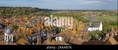 Vue panoramique, Photomerge, Rye, East Sussex, Angleterre, Grat Grande-Bretagne Banque D'Images