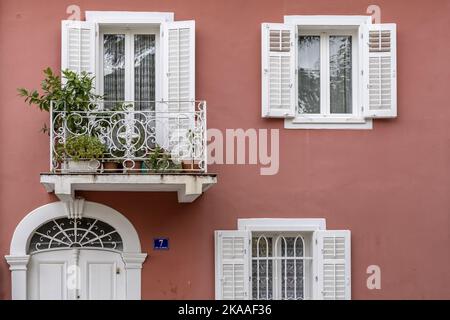 Strai Grad, vieille ville, Lovran, Lungomare, promenade Franz Joseph, Lovran, Croatie Banque D'Images