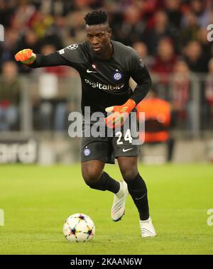 Munich, Allemagne. 01st novembre 2022. Firo : 11/01/2022, football, football, Ligue des champions, saison 2022/2023, 6th match de groupe FC Bayern Munich - Inter Milan Andre Onana, Inter Milan, Milan, Inter, action individuelle, Credit: dpa/Alay Live News Banque D'Images