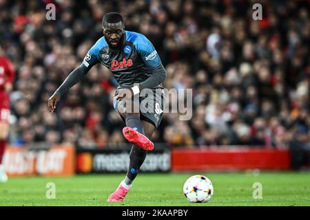 Liverpool, Royaume-Uni. 01st novembre 2022. Anfield, Italie, 29.10.22 Tanguy Ndombele (91 Napoli) pendant le match de la Ligue des Champions entre Liverpool et Napoli au stade Anfield à Liverpool, Angleterre Soccer (Cristiano Mazzi/SPP) Credit: SPP Sport Press photo. /Alamy Live News Banque D'Images