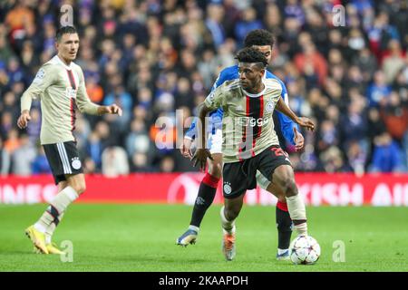 Glasgow, Royaume-Uni. 01st novembre 2022. Les Rangers ont joué à Ajax dans le groupe de la Ligue des champions de l'UEFA Un six jour de match au stade Ibrox, la maison des Rangers. La note finale a été Rangers 1, Ajax 3. Tavernier a marqué pour les Rangers d'une pénalité (87 minutes) et les buteurs pour Ajax étaient Berghuis (4 minutes), Kudus (29 minutes) et Fernandes da Conceigao (89 minutes). Les Rangers sont maintenant éliminés de la compétition. Crédit; crédit: Findlay/Alamy Live News Banque D'Images