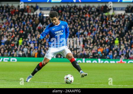 Glasgow, Royaume-Uni. 01st novembre 2022. Les Rangers ont joué à Ajax dans le groupe de la Ligue des champions de l'UEFA Un six jour de match au stade Ibrox, la maison des Rangers. La note finale a été Rangers 1, Ajax 3. Tavernier a marqué pour les Rangers d'une pénalité (87 minutes) et les buteurs pour Ajax étaient Berghuis (4 minutes), Kudus (29 minutes) et Fernandes da Conceigao (89 minutes). Les Rangers sont maintenant éliminés de la compétition. Crédit; crédit: Findlay/Alamy Live News Banque D'Images