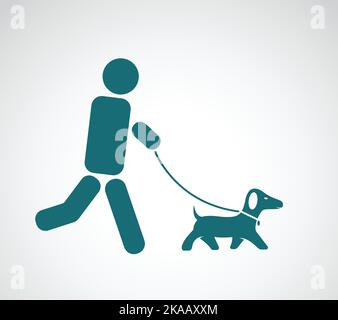 Image vectorielle du chien de marche sur fond blanc. Illustration vectorielle superposée facile à modifier. Animaux. Illustration de Vecteur