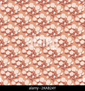 Motif rose et feuilles vectoriel damassé vintage sans couture Illustration de Vecteur