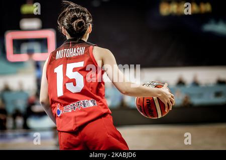 Espagne, Ténérife, 23 septembre 2018: Nako Motohashi, joueuse de basket-ball féminine, en action pendant la coupe du monde de basket-ball féminin de la FIBA Banque D'Images