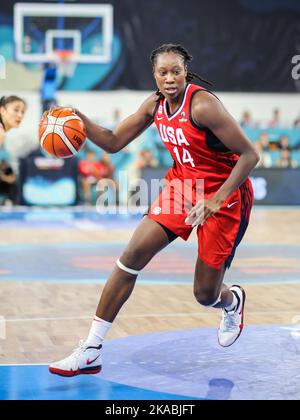 Espagne, Ténérife, 23 septembre 2018: Tina Charles, joueuse de basket-ball féminine, en action lors de la coupe du monde de basket-ball féminin de la FIBA Banque D'Images