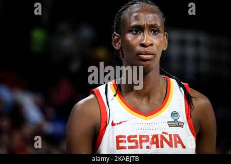 Espagne, Ténérife, 26 septembre 2018: Portrait de la joueuse de basket-ball féminine Astou Ndour lors de la coupe du monde de basket-ball féminine de la FIBA Banque D'Images