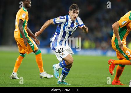 Saint-Sébastien, Espagne. 30th octobre 2022. Pablo Marin (Sociedad) football : Espagnol 'la Liga Santander' match entre Real Sociedad 0-2 Real Betis Balompie à la Reale Arena de San Sebastian, Espagne . Crédit: Mutsu Kawamori/AFLO/Alay Live News Banque D'Images