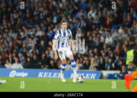 Saint-Sébastien, Espagne. 30th octobre 2022. Jon Pacheco (Sociedad) football : Espagnol 'la Liga Santander' match entre Real Sociedad 0-2 Real Betis Balompie à la Reale Arena de San Sebastian, Espagne . Crédit: Mutsu Kawamori/AFLO/Alay Live News Banque D'Images