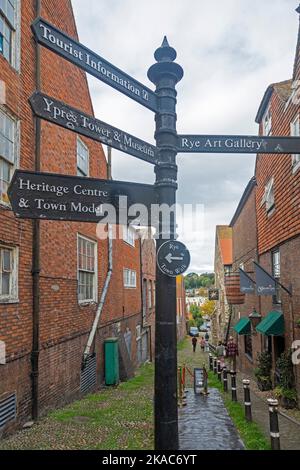 Panneau, conduit Hill, Rye, East Sussex, Angleterre, Grande-Bretagne Banque D'Images