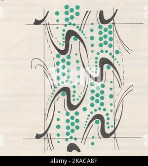 une collection illustrée de techniques de gravure, méthodes et outils d'un livre inconnu outils de gravure, techniques et échantillons: motif de gravure combiné / motif de gravure combiné Banque D'Images