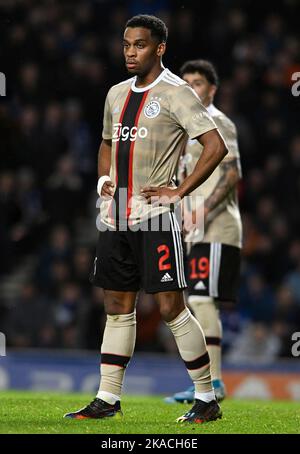 Glasgow, Écosse, 1st novembre 2022. Jurri’n Timber d’Ajax lors du match de l’UEFA Champions League au stade Ibrox de Glasgow. Le crédit photo devrait se lire: Neil Hanna / Sportimage Banque D'Images