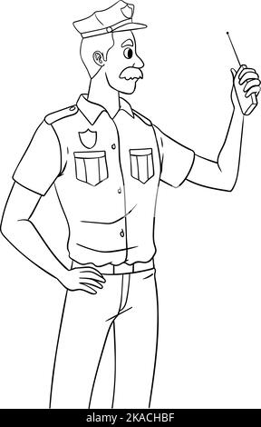 Page de coloriage isolée de policeman pour enfants Illustration de Vecteur