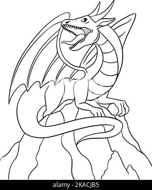 Dragon Isolated coloriage page pour enfants Illustration de Vecteur