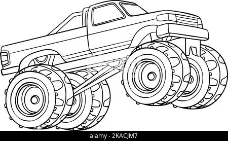 Page de coloriage isolée Monster Truck pour enfants Illustration de Vecteur