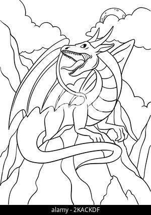 Page de coloriage animal dragon pour enfants Illustration de Vecteur