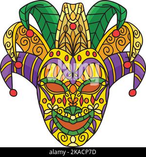 Mardi gras Jester masque dessin animé Clipart coloré Illustration de Vecteur