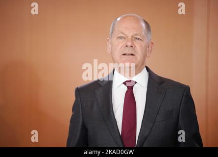Berlin, Allemagne. 02nd novembre 2022. Le chancelier OLAF Scholz (SPD) assiste à la réunion du Cabinet fédéral au bureau du chancelier. Credit: Kay Nietfeld/dpa/Alay Live News Banque D'Images