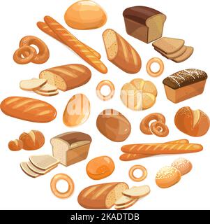 Motif rond d'icône de pain. Cercle des produits de boulangerie Illustration de Vecteur