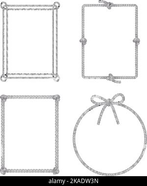 Cadres de corde ronds et rectangulaires monochromes blancs ensemble réaliste avec simple glisser et nœud papillon illustration vectorielle Illustration de Vecteur