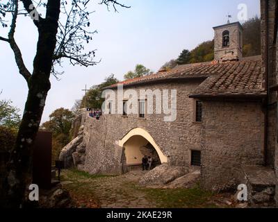 Italie, Toscane, Arezzo, quartier de Casentino, le Sanctuaire de la Verna. Banque D'Images