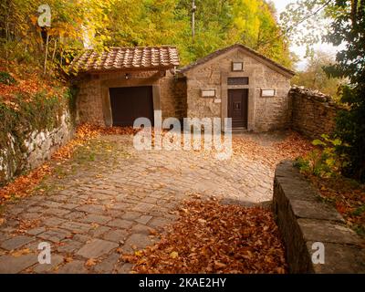 Italie, Toscane, Arezzo, quartier de Casentino, le Sanctuaire de la Verna. Banque D'Images