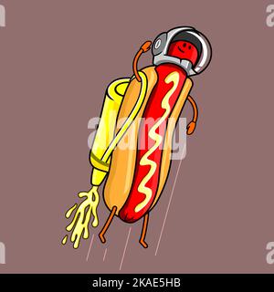 Illustration vectorielle d'un hot dog d'astronaute de dessin animé Illustration de Vecteur
