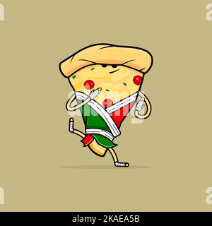 Illustration vectorielle de la coupe de pizza au karaté Illustration de Vecteur