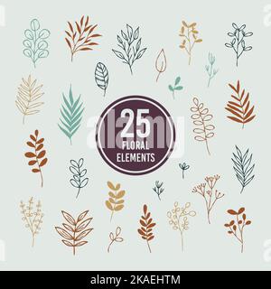 collection unique de jeux de fleurs abstraits dessinés à la main Illustration de Vecteur