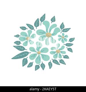 Groupe de fleurs et de feuilles colorées. Illustration vectorielle. Éléments de conception botanique Illustration de Vecteur