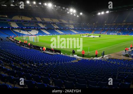 Manchester, Royaume-Uni. 02nd novembre 2022. Vue générale du stade Etihad avant le match de l'UEFA Champions League Manchester City vs Sevilla au stade Etihad, Manchester, Royaume-Uni, 2nd novembre 2022 (photo de Conor Molloy/News Images) à Manchester, Royaume-Uni, le 11/2/2022. (Photo de Conor Molloy/News Images/Sipa USA) crédit: SIPA USA/Alay Live News Banque D'Images