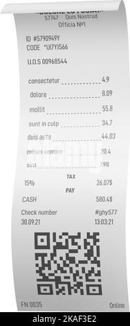 Maquette du reçu du magasin. Facture au détail réaliste Illustration de Vecteur
