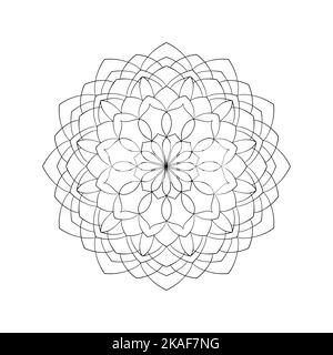 Motif de mandala rond dessiné à la main. Décoration Lacy en cercle. Illustration vectorielle. Elément de coloriage des pages. Illustration de Vecteur