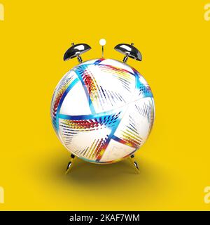 football de la coupe du monde de la fifa 2022 avec illustration du rendu alarm 3d. Banque D'Images