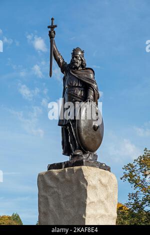 Statue du roi Alfred le Grand, Winchester, Hampshire, Angleterre, Grande-Bretagne Banque D'Images