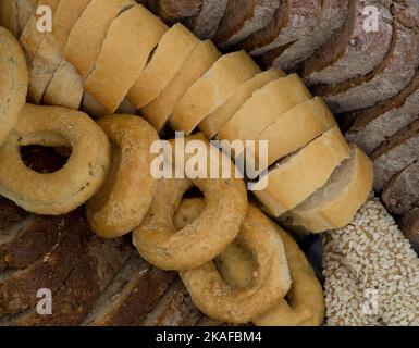 Différents types de pain comme forme de motif d'arrière-plan Banque D'Images