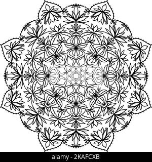 Motif de mandala noir et blanc abstrait décoratif. Illustration de Vecteur