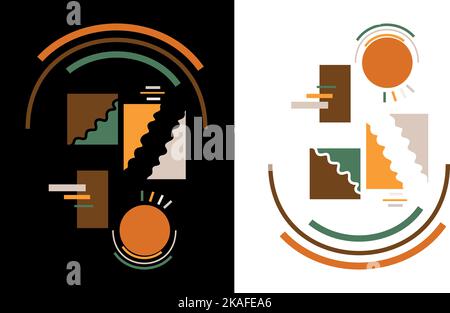 Affiches modernes colorées d'éléments abstraits. Cartes préfabriquées. Design minimaliste pour les tirages, le Web, la papeterie, les publications sur les réseaux sociaux, les bannières et autres Illustration de Vecteur