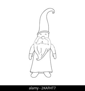 Gnome de Noël. Illustration vectorielle, personnage de dessin animé scandinave. Élément graphique de page de coloration Illustration de Vecteur