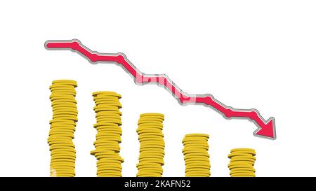 Inflation, krach boursier, krach du Bitcoin, krach de l'euro, krach du dollar. Illustration vectorielle Banque D'Images