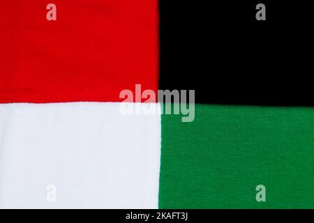 emirats arabes unis (eau) national drapeau jour lettre concept en fond blanc Banque D'Images