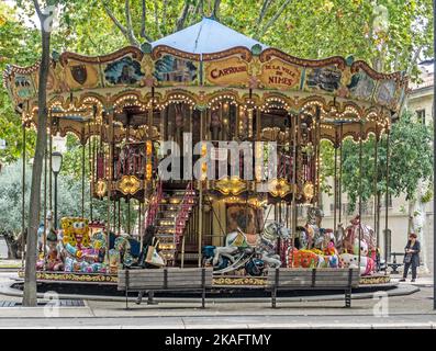 Le carrousel de la ville Nímes, Nímes, France. Banque D'Images