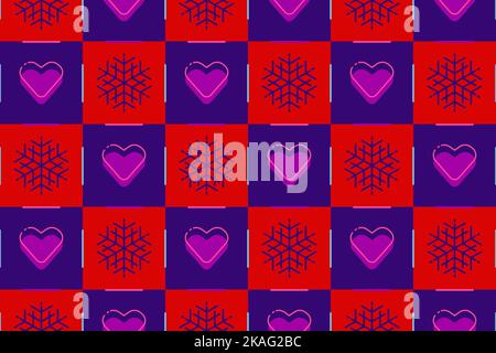 Flocons de neige, texture vectorielle sans couture - motif, formes et couleurs qui exigent l'attention, effet patchwork Illustration de Vecteur