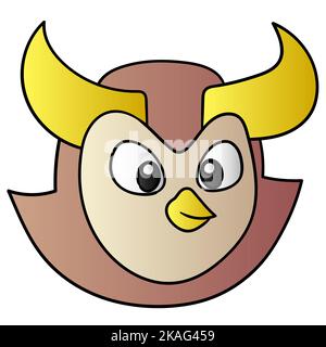 Un adorable personnage de dessin animé d'un hibou marron isolé sur un fond blanc Illustration de Vecteur