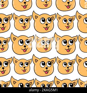 Le joli motif sans couture de la tête de chat sur fond blanc est idéal pour les enfants Illustration de Vecteur